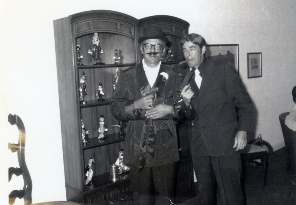 Photo taken in February 1972 at a “Gay Nineties” party at the President’s Home - President Michelini with Don Wolberg.