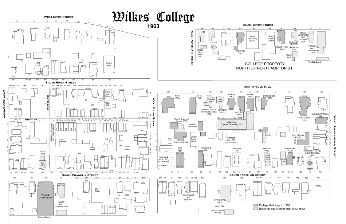 1963 Wilkes University campus map
