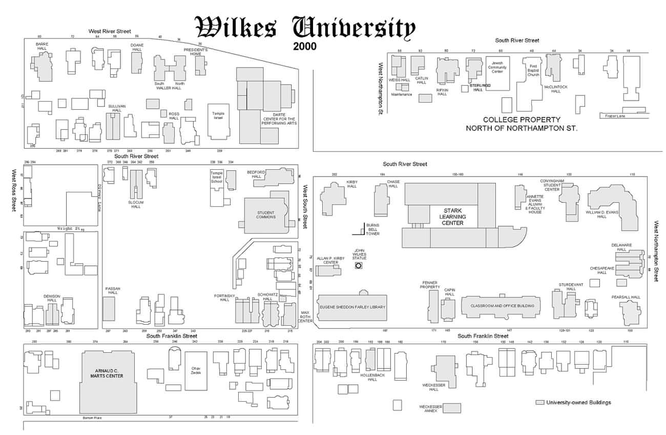 2000 map of Wilkes University campus