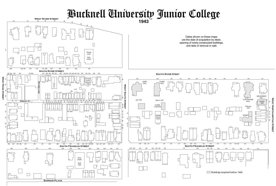 1943 map of Wilkes University campus area