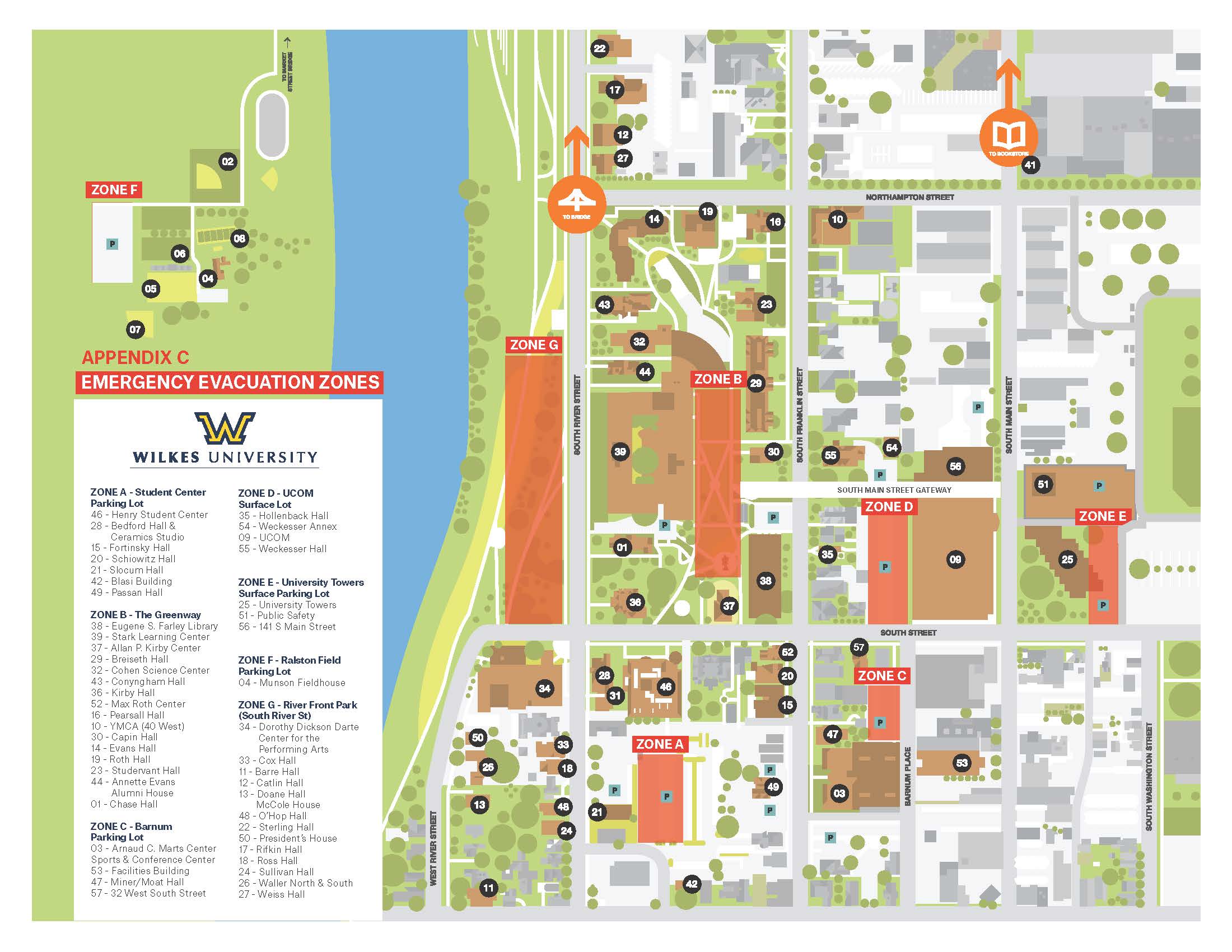 Campus Emergency Evacuation Zones Map