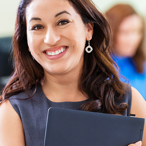 Teacher smiling