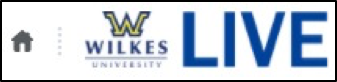 Top-left corner of Daylight, featuring a home icon that looks like a house, a small gray dotted vertical line, the Wilkes logo, and the text LIVE.